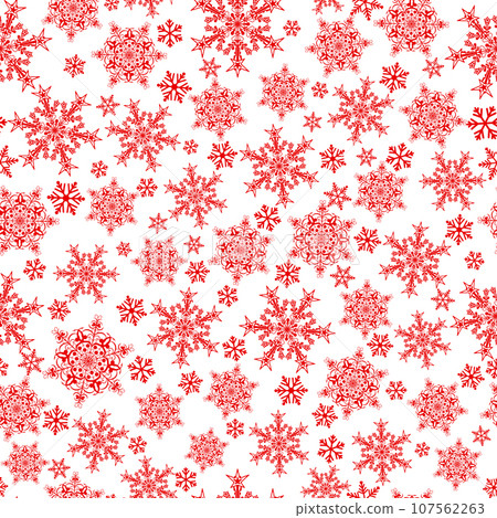 Seamless pattern of snowflakes, red on white 107562263