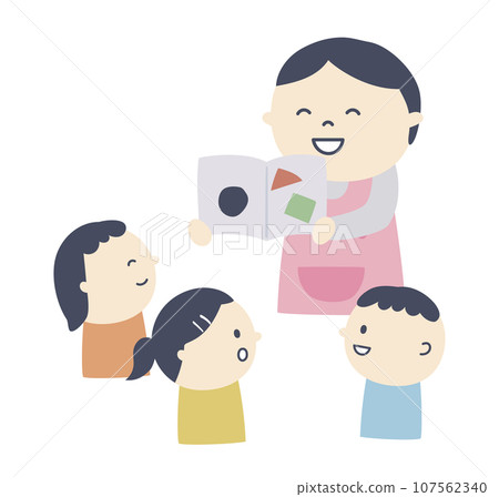 幼兒園老師大聲朗讀圖畫書的插圖 107562340