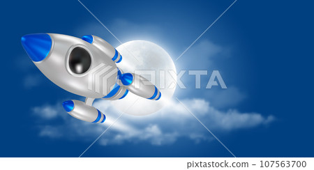 Rocket and Moon in Space 107563700