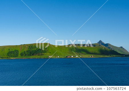 Lofoten island, Norway Summer Landscape Lofoten is known for a distinctive scenery of mountains, sea Lofoten island, Norway Summer Landscape Lofoten is known for a distinctive scenery of mountains, sea 107563724