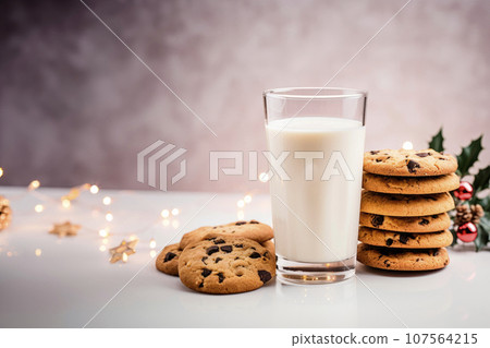 Treats for Santa Claus - milk and cookies 107564215