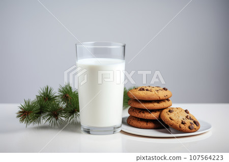 Treats for Santa Claus - milk and cookies 107564223