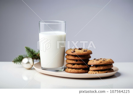 Treats for Santa Claus - milk and cookies 107564225
