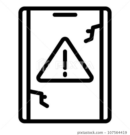 Warning tablet icon. Outline warning tablet vector icon for web design isolated on white background Warning tablet icon. Outline warning tablet vector icon for web design isolated on white background 107564419
