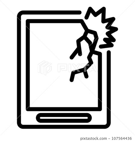 Crash tablet device icon. Outline crash tablet device vector icon for web design isolated on white background Crash tablet device icon. Outline crash tablet device vector icon for web design isolated on white background 107564436