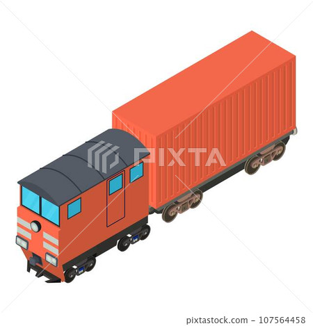 Red train icon. Isometric illustration of red train vector icon for web Red train icon. Isometric illustration of red train vector icon for web 107564458