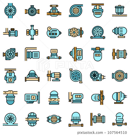 Pump icons set. Outline set of pump vector icons thin line color flat on white Pump icons set. Outline set of pump vector icons thin line color flat on white 107564510