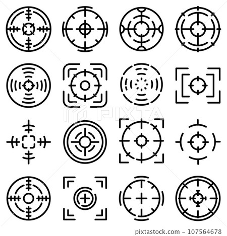 Focus icons set. Outline set of focus vector icons for web design isolated on white background Focus icons set. Outline set of focus vector icons for web design isolated on white background 107564678