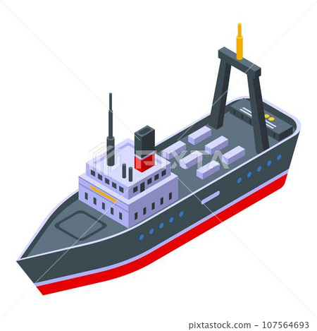 Catch fishing ship icon. Isometric of catch fishing ship vector icon for web design isolated on white background Catch fishing ship icon. Isometric of catch fishing ship vector icon for web design isolated on white background 107564693