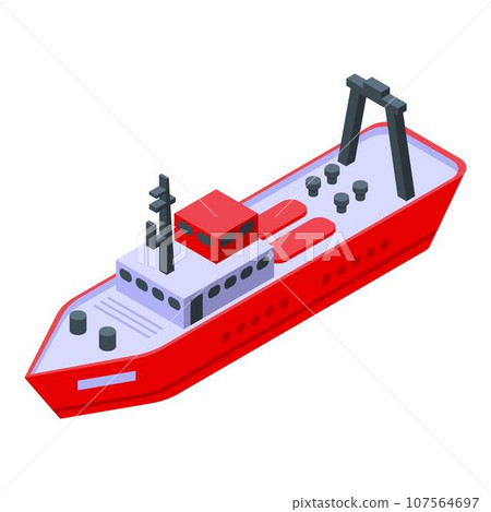 Trawler fishing ship icon. Isometric of trawler fishing ship vector icon for web design isolated on white background Trawler fishing ship icon. Isometric of trawler fishing ship vector icon for web design isolated on white background 107564697