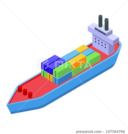 Cargo container ship icon. Isometric of cargo container ship vector icon for web design isolated on white background Cargo container ship icon. Isometric of cargo container ship vector icon for web design isolated on white background 107564766