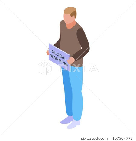 Global warming man banner icon. Isometric of global warming man banner vector icon for web design isolated on white background 107564775