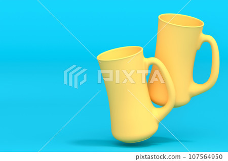 Yellow glasses of fresh draft beer on a green monochrome background. Yellow glasses of fresh draft beer on a green monochrome background. 107564950