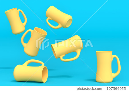 Set of yellow glasses of fresh draft beer on a green monochrome background. Set of yellow glasses of fresh draft beer on a green monochrome background. 107564955