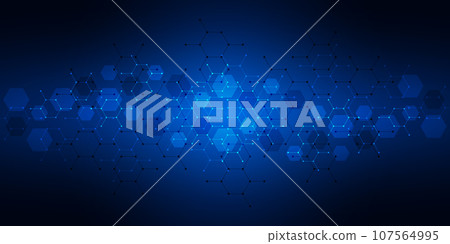 Abstract technology background and design element with hexagons pattern and geometric shapes Abstract technology background and design element with hexagons pattern and geometric shapes 107564995