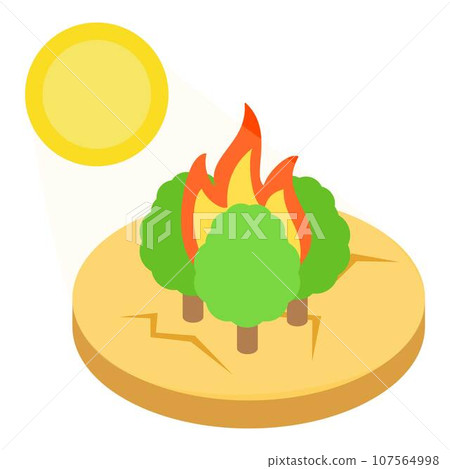 Forest fire icon. Isometric illustration of forest fire vector icon for web Forest fire icon. Isometric illustration of forest fire vector icon for web 107564998