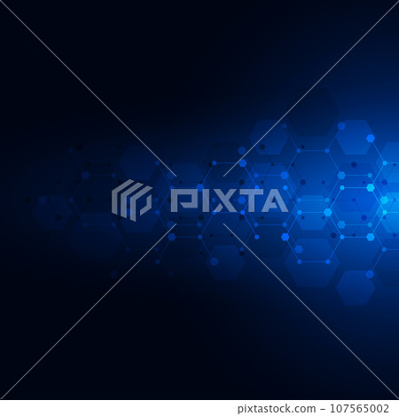 Abstract technology background and design element with hexagons pattern and geometric shapes 107565002
