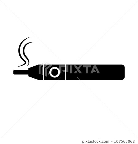 電子煙吸煙剪影圖示。向量。 107565068