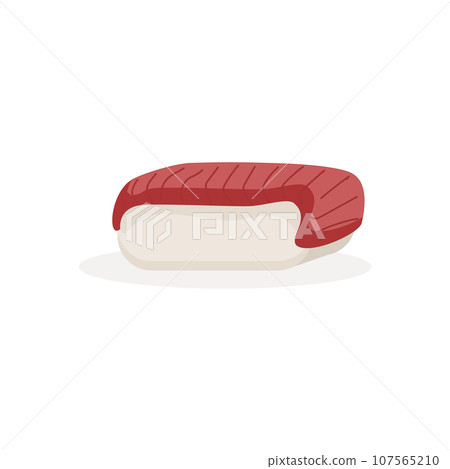 Sushi with tuna icon isolated. Delicious Eastern cuisine Traditional. Vector illustration. Sushi with tuna icon isolated. Delicious Eastern cuisine Traditional. Vector illustration. 107565210