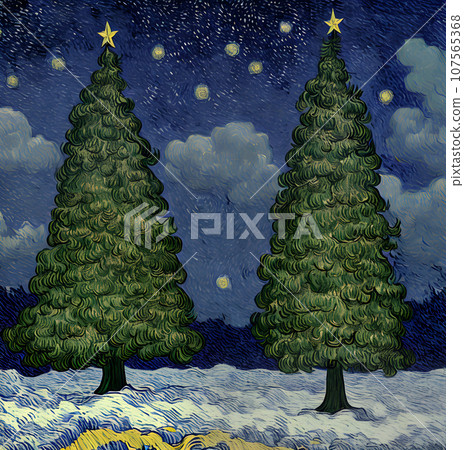 Van Goghs Christmas tree: art in nature. 107565368