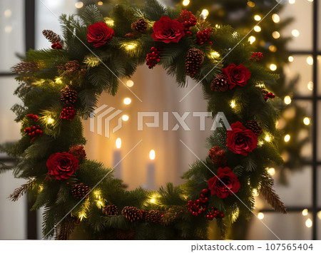 cozy wreath long shot artificial light Pantone cozy wreath long shot artificial light Pantone 107565404
