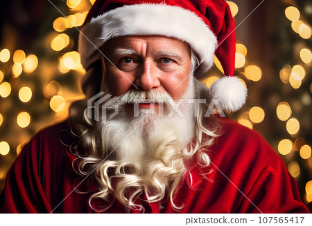 Cozy Santa closeup vintage light detailed cinematic. 107565417