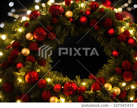 Cozy wreath closeup artificial light duotone detailed 107565455