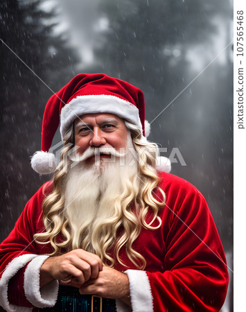 Cozy Santa long shot rain rainbow detail 107565468
