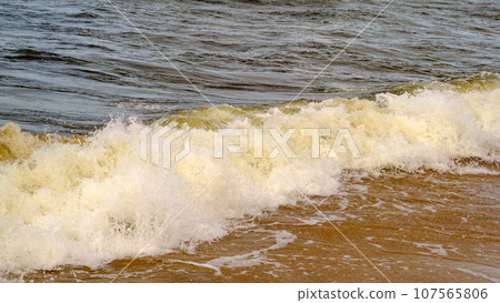 Baltic Sea. Coast. Waves. Beautiful view of the Baltic Sea in autumn. 107565806