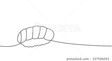 Sake nigiri sushi one line continuous drawing. Japanese cuisine, traditional food continuous one line illustration. Vector minimalist illustration. Sake nigiri sushi one line continuous drawing. Japanese cuisine, traditional food continuous one line illustration. Vector minimalist illustration. 107566091
