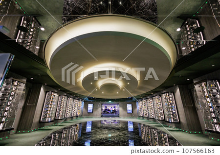 Wine cellar aisle on a large cruise ship 107566163