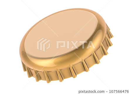 Golden bottle cap, 3D rendering 107566476