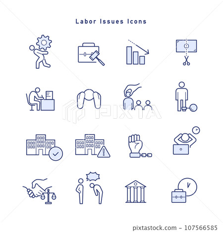 Icon set related to labor issues, black... - Stock Illustration ...