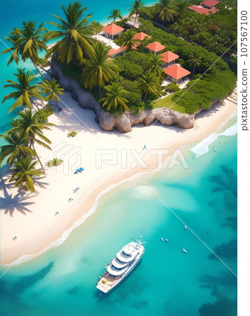 Aerial photography of the beach “AI generated image” 107567100