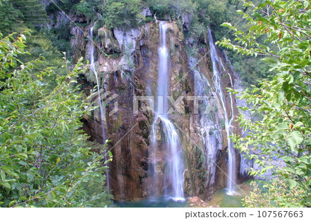 Plitvice Lakes National Park, a world natural heritage site in Croatia, Plitvice Great Waterfall Velikislap in the Lower Lakes Plitvice Lakes National Park, a world natural heritage site in Croatia, Plitvice Great Waterfall Velikislap in the Lower Lakes 107567663
