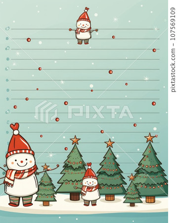 Lined paper for writing cute Christmas theme. Generative AI 107569109