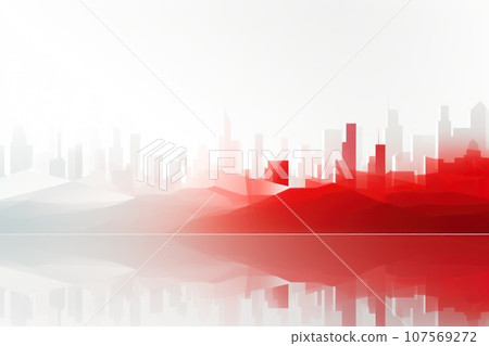 Business slide background white and red. Generative AI 107569272