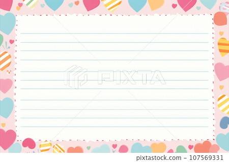 Lined paper for writing cute theme. Generative AI 107569331