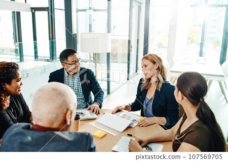 Innovation, goal and vision of business people in meeting.at corporate workplace together. Collaboration, brainstorming and strategy of interracial employees in company business meeting. Innovation, goal and vision of business people in meeting.at corporate workplace together. Collaboration, brainstorming and strategy of interracial employees in company business meeting. 107569705