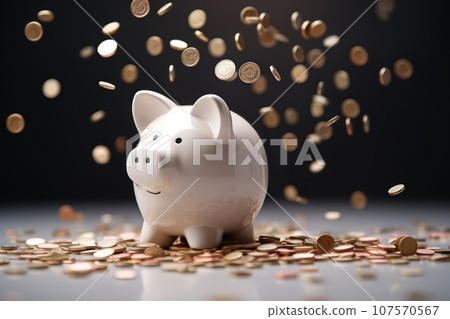 Piggy bank with falling coins. Savings and... - Stock Illustration ...