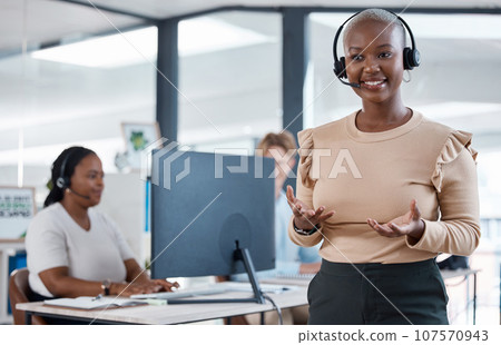 Crm, woman and customer support contact us consultant talking on a customer phone consultation. Happy internet call center employee with headset working and giving digital consulting help advice Crm, woman and customer support contact us consultant talking on a customer phone consultation. Happy internet call center employee with headset working and giving digital consulting help advice 107570943