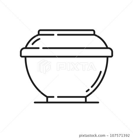 Soup container isolated outline cardboard eco packaging thin line icon. Vector glass or plastic food container, paper box with lid for takeaway fastfood Soup container isolated outline cardboard eco packaging thin line icon. Vector glass or plastic food container, paper box with lid for takeaway fastfood 107571392