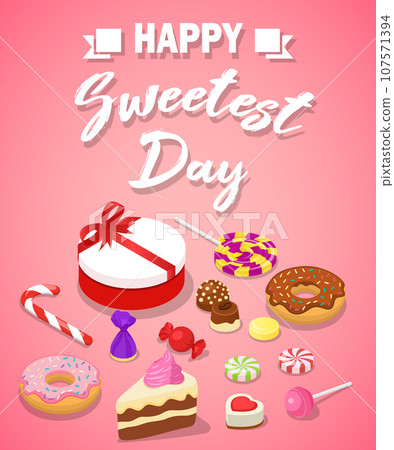 Sweetest day concept background. Isometric illustration of sweetest day vector concept background for web design 107571394