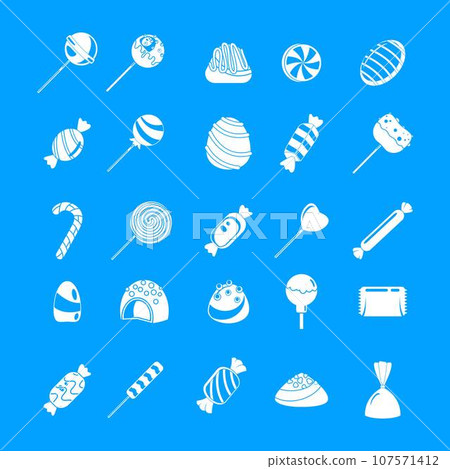Sweet candy icon set. Simple set of sweet candy vector icons for web design on white background 107571412