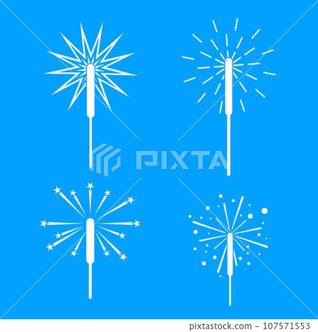 Sparkler fireworks bonfire icons set. Simple illustration of 4 sparkler fireworks bonfire vector icons for web Sparkler fireworks bonfire icons set. Simple illustration of 4 sparkler fireworks bonfire vector icons for web 107571553