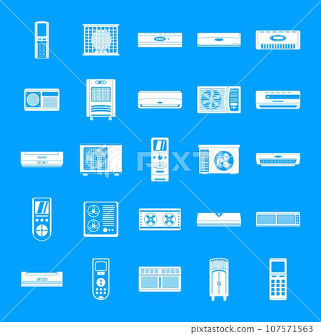 Conditioner air filter vent remote icons set. Simple illustration of 25 conditioner air filter vent remote vector icons for web 107571563