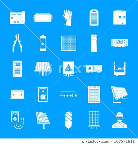 Solar energy equipment icons set. Simple illustration of 25 solar energy equipment cargo vector icons for web 107571611
