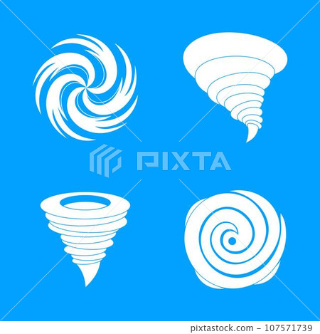 hurricane storm tornado damage icons set. Simple illustration of 4 hurricane storm tornado damage vector icons for web 107571739