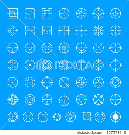 Aim target icons set. Simple illustration of 50 aim target vector icons for web 107571848