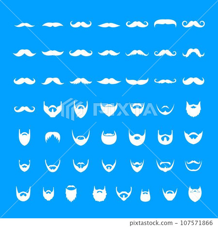 Mustache and beard icons set. Simple illustration of 50 mustache and beard vector icons for web Mustache and beard icons set. Simple illustration of 50 mustache and beard vector icons for web 107571866